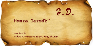 Hamza Dezső névjegykártya